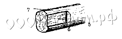 Конец бревна: 5 - болван, 6 - щёки, 7 - обзол