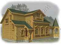 Возможный вид старинного деревянного дома проекта №12 со стороны главного фасада