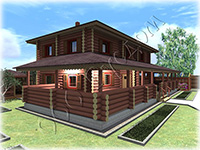 Рубленый деревянный двухэтажный с большой террасой Мечта-3