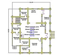 План первого этажа двухэтажного коттеджа Мечта