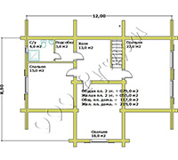 План второго этажа рубленого коттеджа Горазд