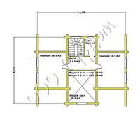 План второго этажа рубленого коттеджа Мстислав