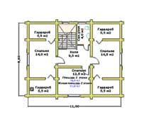 План второго этажа рубленого коттеджа Муромец