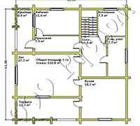 План первого этажа коттеджа Норвежский дом