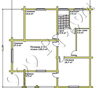 План второго этажа коттеджа Норвежский дом
