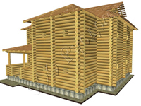 Проект загородного двухэтажного коттеджа из бревна Святослав после установки