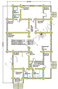 План деревянного коттеджа из сруба Татьяна