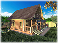 Проект дачного деревянного дома с рубленым крыльцом после отделочных работ