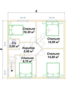 Второй этаж каркасного дома «Модест»