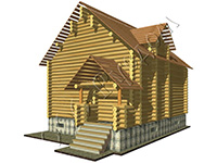 Общий вид сруба деревянного дома 8 на 8 Добрыня после установки