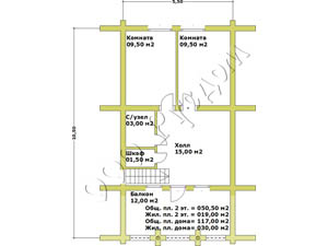План второго этажа дома с рубленым балконом Легенда-2