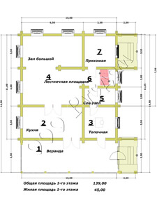 План первого этажа дореволюционного дачного дома