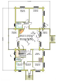 План первого этажа старинного дома с каминным залом Ретро-2