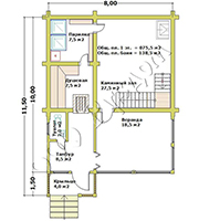 План первого этажа бревенчатой бани Белава