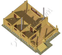 Вид первого этажа бани из бревна Глеб