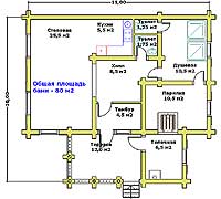 План первого этажа бани Ирина-1