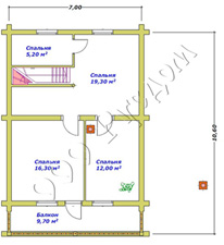 План рубленого этажа комбинированного дома с навесом Негоциант
