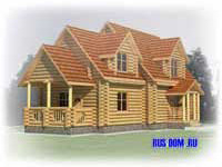 Возможный вид деревянного коттеджа Загородный дом со стороны главного фасада