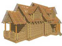 Общий вид сруба деревянного коттеджа Загородный дом после установки