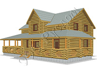 Возможный вид деревянного коттеджа Мечта-4 со стороны главного фасада