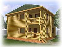 Возможный вид деревянного коттеджа Добрый-2 со стороны главного фасада