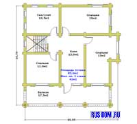 План второго этажа коттеджа с рубленой верандой и балконом Руслан-2