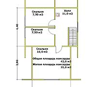 План мансардного этажа дачи Дачник-15