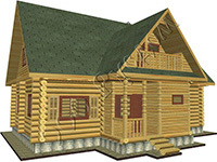 Возможный вид деревянного дачного дома Дачник-16 со стороны главного фасада