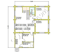 План рубленого этажа дачного дома