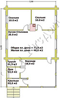 План одноэтажного дачного дома с верандой