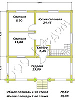 План первого этажа дачи Дачник-2
