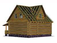Общий вид сруба деревянного дома Слободка после установки