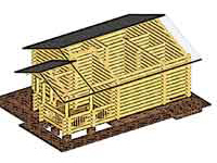 Общий вид сруба одноэтажного дачного дома Теремок после установки