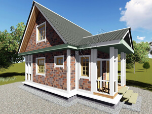 Проект небольшого каркасного дома «Красс» - включает в себя две небольшие спальни на втором и одну спальню на первом этаже