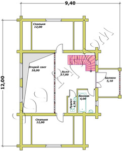 План второго этажа рубленного дома Алиса 2