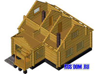 Вид мансардного этажа деревянного небольшого рубленого дома с мансардой Инна