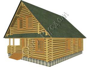 Возможный вид деревянного дома со вторым светом Любава-2 со стороны главного фасада